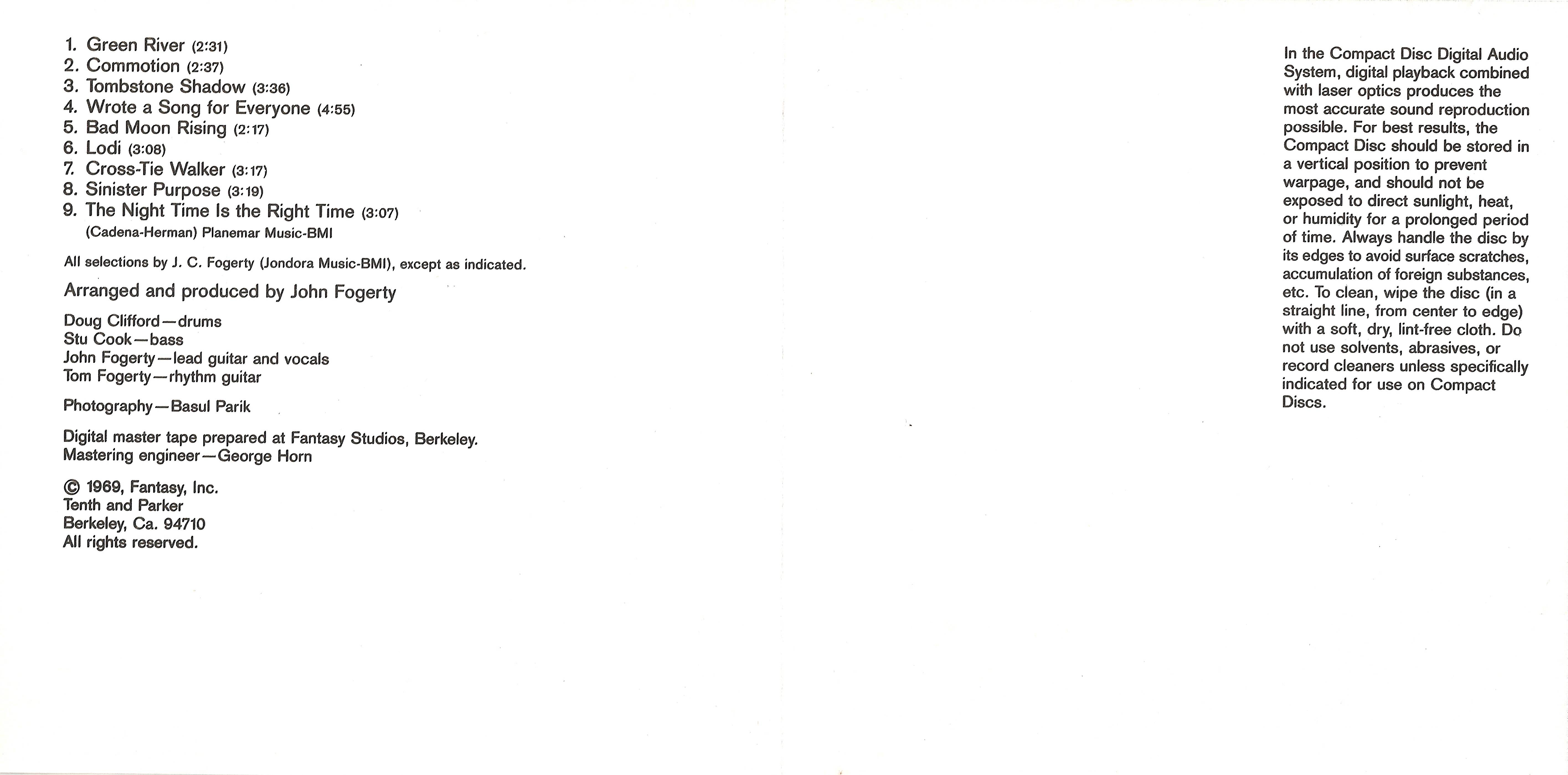 Creedence Clearwater Revival Green River [booklet fr]